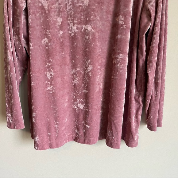 J. Jill Dusty Rose/Pink Crushed Velvet Shirred Back Long Sleeve V-Neck Top XL - Picture 3 of 10